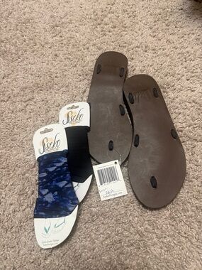 Sseko brown sandal base with 2 chiffon ribbon bundle!